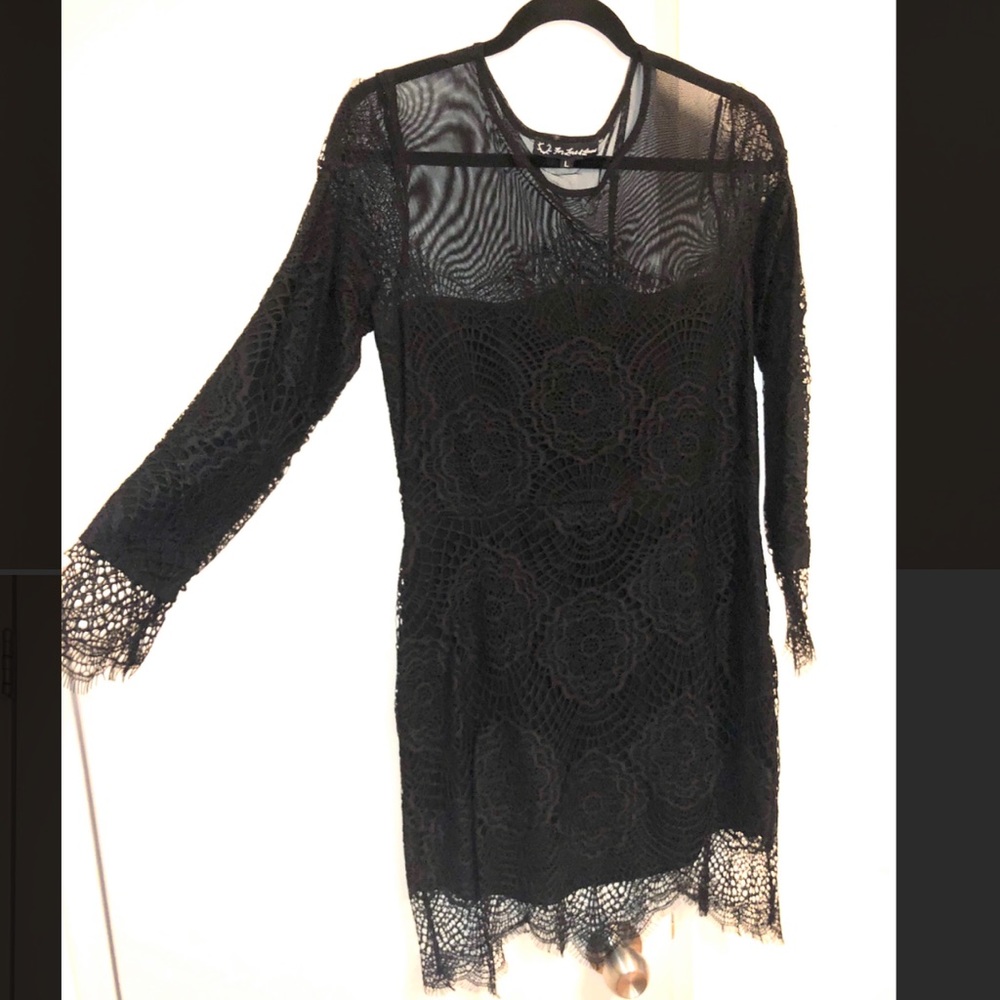 For Love and Lemons black lace mini dress